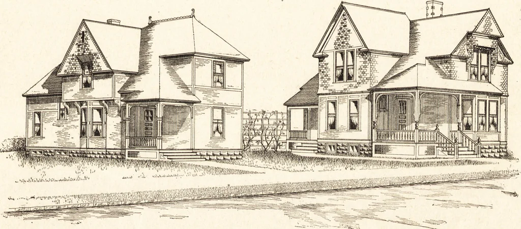 An illustration from Artistic dwellings : giving views, floor plans and estimates of cost of many house and cottage designs, costing from $600 up, designed and selected with especial reference to economy in building and convenience of arrangement, 1893, leaf 26