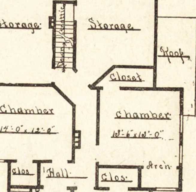 An illustration from Artistic dwellings : giving views, floor plans and estimates of cost of many house and cottage designs, costing from $600 up, designed and selected with especial reference to economy in building and convenience of arrangement, 1893, leaf 30