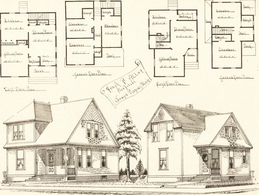 An illustration from Artistic dwellings : giving views, floor plans and estimates of cost of many house and cottage designs, costing from $600 up, designed and selected with especial reference to economy in building and convenience of arrangement, 1893, leaf 68