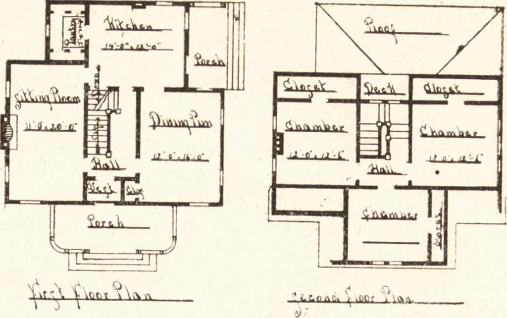 An illustration from Artistic dwellings : giving views, floor plans and estimates of cost of many house and cottage designs, costing from $600 up, designed and selected with especial reference to economy in building and convenience of arrangement, 1893, leaf 72