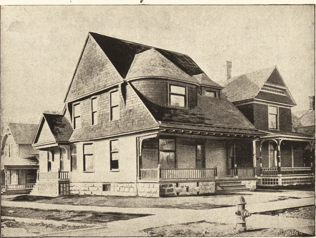 An illustration from Artistic dwellings : giving views, floor plans and estimates of cost of many house and cottage designs, costing from $600 up, designed and selected with especial reference to economy in building and convenience of arrangement, 1893, leaf 74