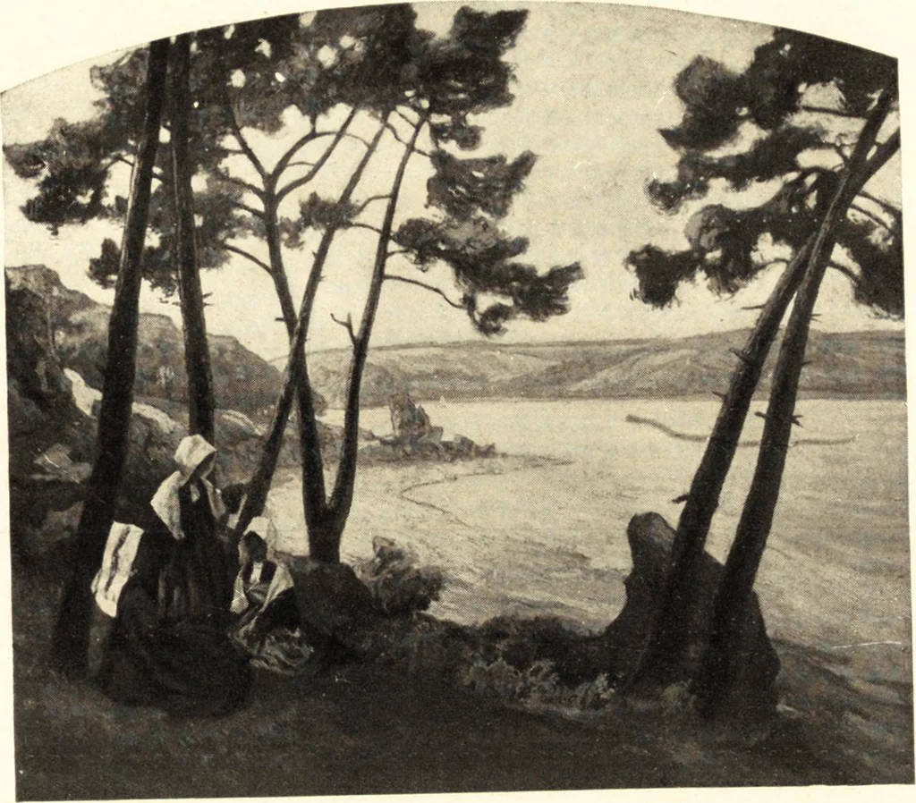 An illustration from Catalogue of an exhibition of paintings and sculpture from the Luxembourg Museum, Paris, of objects of decorative art from Mobilier National, the Gobelins and the Sèvres manufactories, of paintings, sculpture, and prints by contributing French and Belgian artists : forming the art collection exhibited by the French government at the Panama-Pacific Exposition, 1915, 1918, leaf 100