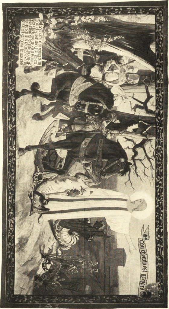 An illustration from Catalogue of an exhibition of paintings and sculpture from the Luxembourg Museum, Paris, of objects of decorative art from Mobilier National, the Gobelins and the Sèvres manufactories, of paintings, sculpture, and prints by contributing French and Belgian artists : forming the art collection exhibited by the French government at the Panama-Pacific Exposition, 1915, 1918, leaf 63