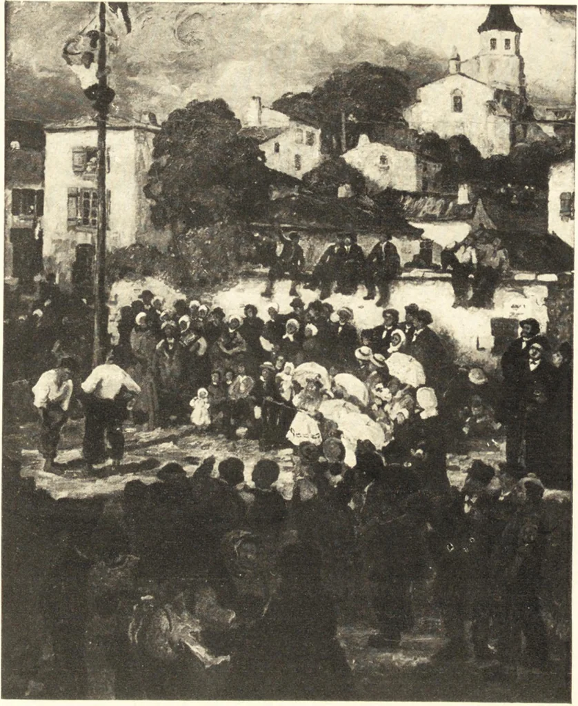 An illustration from Catalogue of an exhibition of paintings and sculpture from the Luxembourg Museum, Paris, of objects of decorative art from Mobilier National, the Gobelins and the Sèvres manufactories, of paintings, sculpture, and prints by contributing French and Belgian artists : forming the art collection exhibited by the French government at the Panama-Pacific Exposition, 1915, 1918, leaf 91