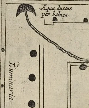 An illustration from Athanasii Kircheri è Soc. Jesu Latium, id est, Nova & parallela Latii tum veteris tum novi descriptio : qua quaecunque vel natura, vel veterum Romanorum ingenium admiranda effecit, geographico-historico-physico ratiocinio, juxta rerum gestarum, temporumque seriem exponitur & enucleatur, 1671, leaf 128