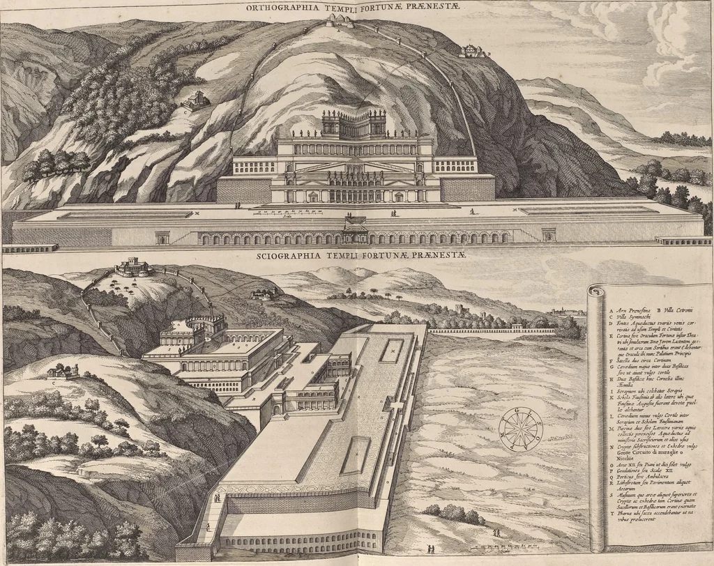 An illustration from Athanasii Kircheri è Soc. Jesu Latium, id est, Nova & parallela Latii tum veteris tum novi descriptio : qua quaecunque vel natura, vel veterum Romanorum ingenium admiranda effecit, geographico-historico-physico ratiocinio, juxta rerum gestarum, temporumque seriem exponitur & enucleatur, 1671, leaf 161