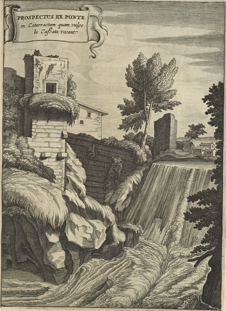 An illustration from Athanasii Kircheri è Soc. Jesu Latium, id est, Nova & parallela Latii tum veteris tum novi descriptio : qua quaecunque vel natura, vel veterum Romanorum ingenium admiranda effecit, geographico-historico-physico ratiocinio, juxta rerum gestarum, temporumque seriem exponitur & enucleatur, 1671, leaf 222