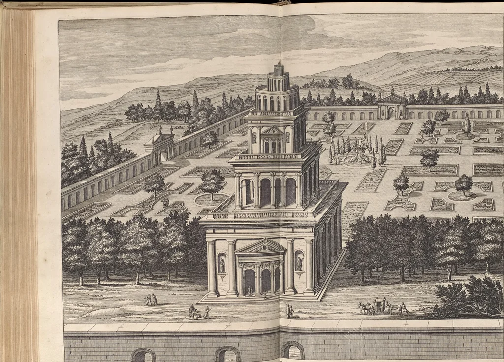 An illustration from Athanasii Kircheri è Soc. Jesu Latium, id est, Nova & parallela Latii tum veteris tum novi descriptio : qua quaecunque vel natura, vel veterum Romanorum ingenium admiranda effecit, geographico-historico-physico ratiocinio, juxta rerum gestarum, temporumque seriem exponitur & enucleatur, 1671, leaf 253
