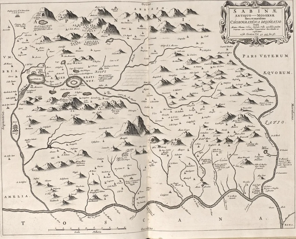 An illustration from Athanasii Kircheri è Soc. Jesu Latium, id est, Nova & parallela Latii tum veteris tum novi descriptio : qua quaecunque vel natura, vel veterum Romanorum ingenium admiranda effecit, geographico-historico-physico ratiocinio, juxta rerum gestarum, temporumque seriem exponitur & enucleatur, 1671, leaf 315
