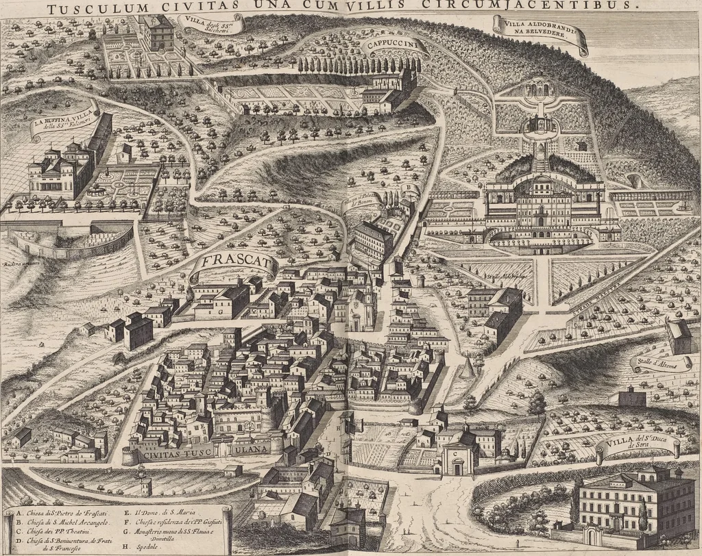 An illustration from Athanasii Kircheri è Soc. Jesu Latium, id est, Nova & parallela Latii tum veteris tum novi descriptio : qua quaecunque vel natura, vel veterum Romanorum ingenium admiranda effecit, geographico-historico-physico ratiocinio, juxta rerum gestarum, temporumque seriem exponitur & enucleatur, 1671, leaf 99