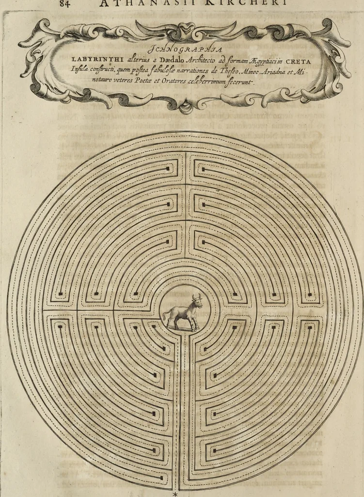 An illustration from Athanasii Kircheri e Soc. Jesu Turris Babel, sive, Archontologia qua primo priscorum post diluvium hominum vita, mores rerumque gestarum magnitudo, secundo Turris fabrica civitatumque extructio, confusio linguarum, & inde gentium transmigrationis, cum principalium inde enatorum idiomatum historiia, multiplici eruditione describunter & explicantur, 1679, leaf 133