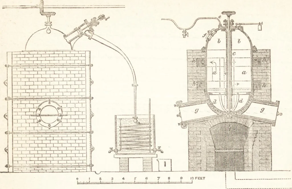 An illustration from A practical handbook of dyeing and calico-printing. With eleven page-plates, forty-seven specimens of dyed and printed fabrics, and thirty-eight woodcuts, 1874, leaf 201