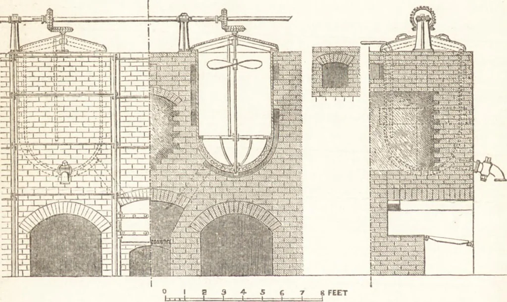 An illustration from A practical handbook of dyeing and calico-printing. With eleven page-plates, forty-seven specimens of dyed and printed fabrics, and thirty-eight woodcuts, 1874, leaf 201