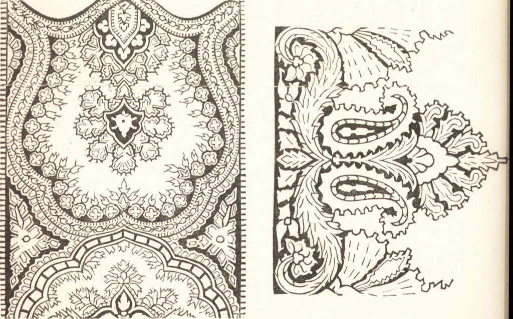 An illustration from A practical handbook of dyeing and calico-printing. With eleven page-plates, forty-seven specimens of dyed and printed fabrics, and thirty-eight woodcuts, 1874, leaf 577