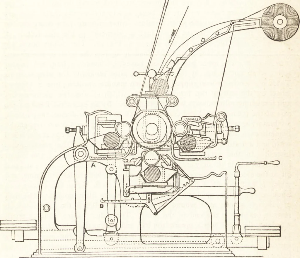 An illustration from A practical handbook of dyeing and calico-printing. With eleven page-plates, forty-seven specimens of dyed and printed fabrics, and thirty-eight woodcuts, 1874, leaf 586