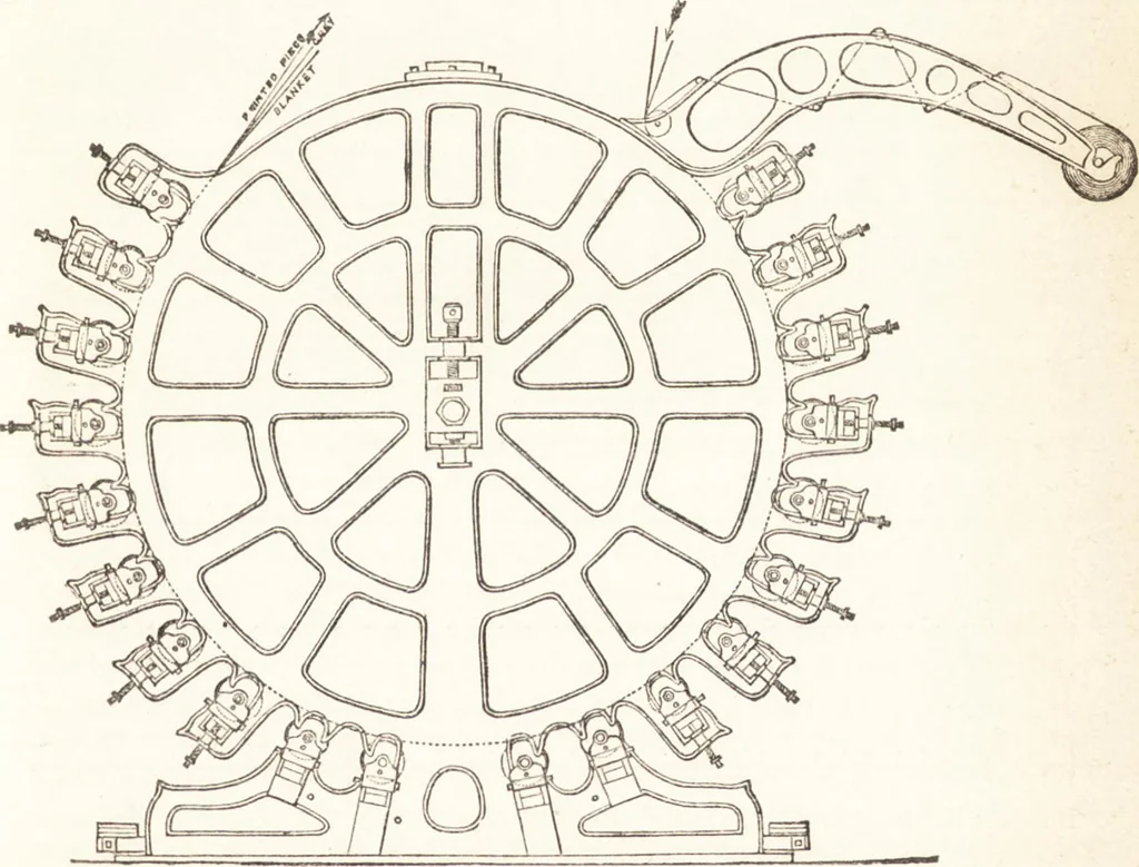 An illustration from A practical handbook of dyeing and calico-printing. With eleven page-plates, forty-seven specimens of dyed and printed fabrics, and thirty-eight woodcuts, 1874, leaf 588