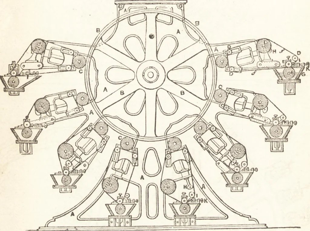 An illustration from A practical handbook of dyeing and calico-printing. With eleven page-plates, forty-seven specimens of dyed and printed fabrics, and thirty-eight woodcuts, 1874, leaf 589