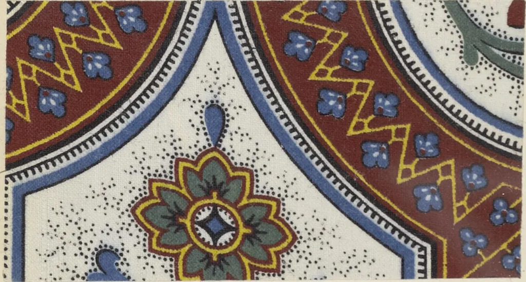 An illustration from A practical handbook of dyeing and calico-printing. With eleven page-plates, forty-seven specimens of dyed and printed fabrics, and thirty-eight woodcuts, 1874, leaf 621