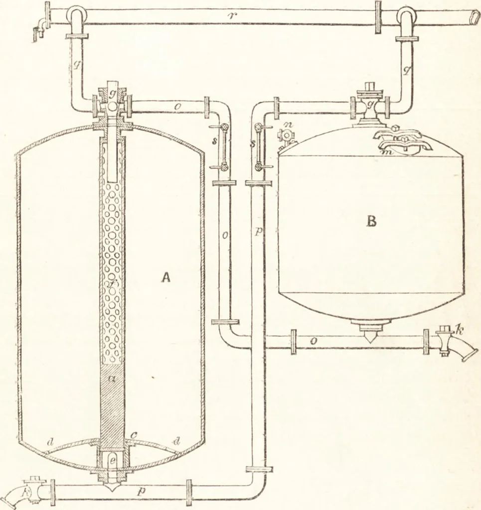 An illustration from A practical handbook of dyeing and calico-printing. With eleven page-plates, forty-seven specimens of dyed and printed fabrics, and thirty-eight woodcuts, 1874, leaf 64