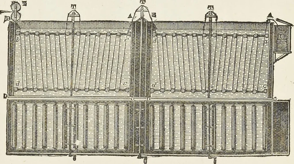 An illustration from Dyeing and calico printing : including an account of the most recent improvements in the manufacture and use of aniline colours : illustrated with wood engravings and numerous specimens of printed and dyed fabrics, 1876, leaf 115