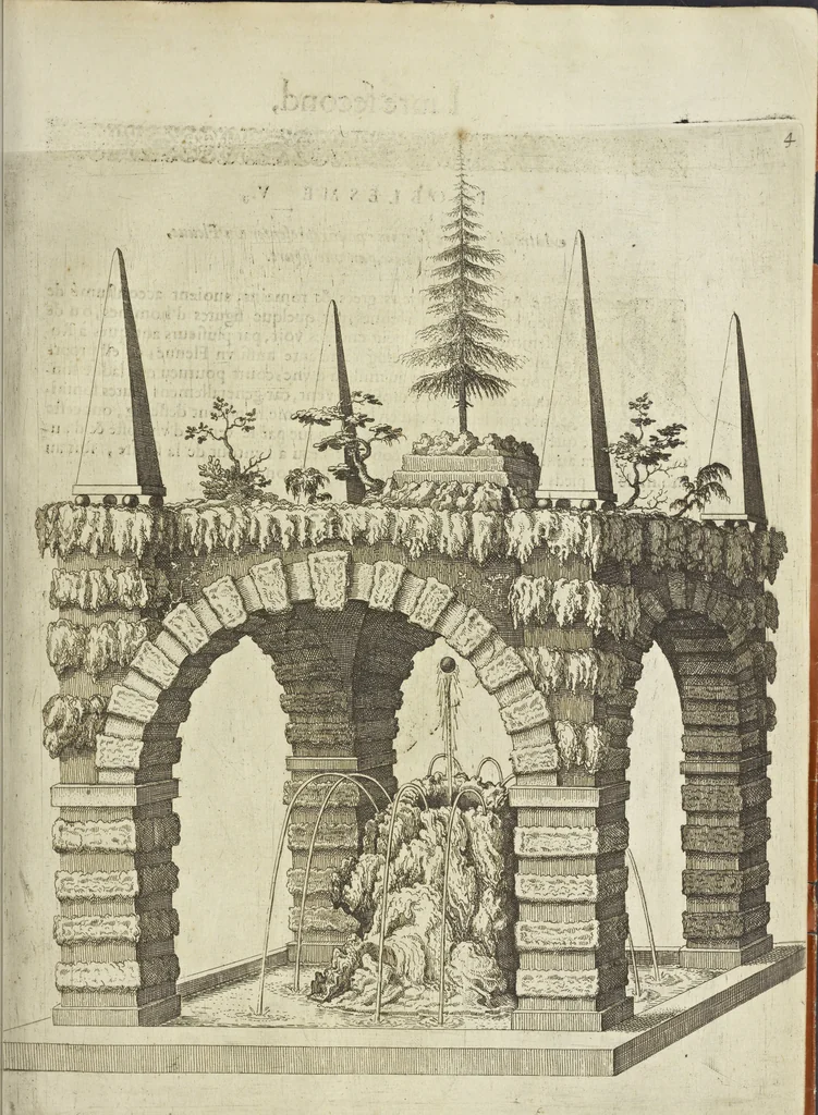 An illustration from Les raisons des forces mouuantes auec diuerses machines tant vtilles que plaisantes aus quelles sont adioints plusieurs desseings de grotes et fontaines, 1615, leaf 110