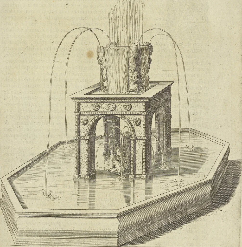 An illustration from Les raisons des forces mouuantes auec diuerses machines tant vtilles que plaisantes aus quelles sont adioints plusieurs desseings de grotes et fontaines, 1615, leaf 140