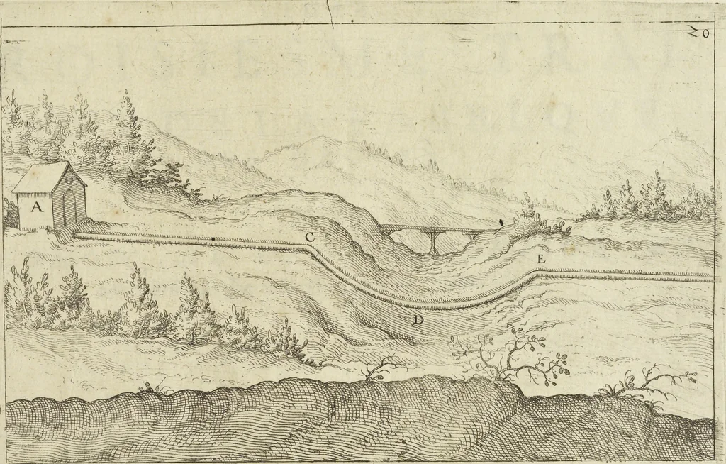 An illustration from Les raisons des forces mouuantes auec diuerses machines tant vtilles que plaisantes aus quelles sont adioints plusieurs desseings de grotes et fontaines, 1615, leaf 142