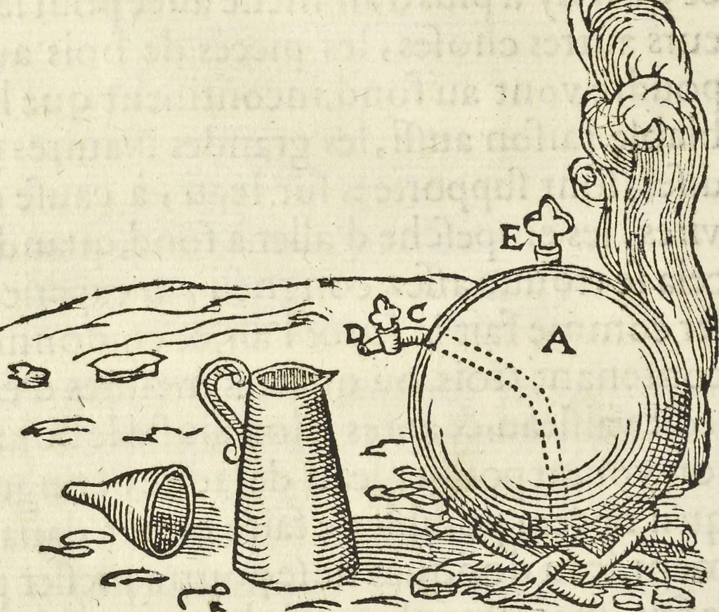 An illustration from Les raisons des forces mouuantes auec diuerses machines tant vtilles que plaisantes aus quelles sont adioints plusieurs desseings de grotes et fontaines, 1615, leaf 15