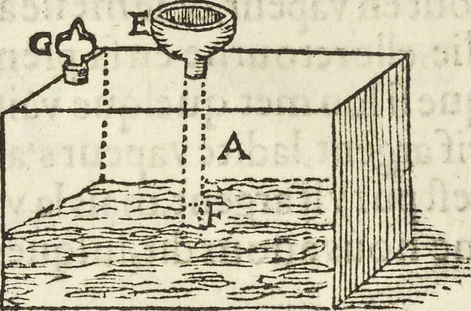 An illustration from Les raisons des forces mouuantes auec diuerses machines tant vtilles que plaisantes aus quelles sont adioints plusieurs desseings de grotes et fontaines, 1615, leaf 17