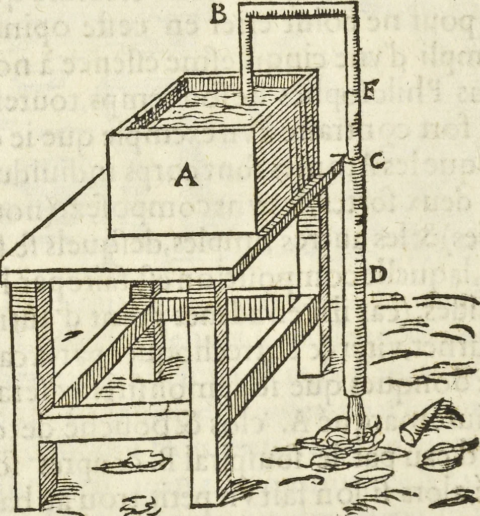 An illustration from Les raisons des forces mouuantes auec diuerses machines tant vtilles que plaisantes aus quelles sont adioints plusieurs desseings de grotes et fontaines, 1615, leaf 17