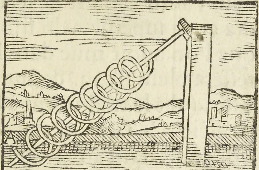 An illustration from Les raisons des forces mouuantes auec diuerses machines tant vtilles que plaisantes aus quelles sont adioints plusieurs desseings de grotes et fontaines, 1615, leaf 20