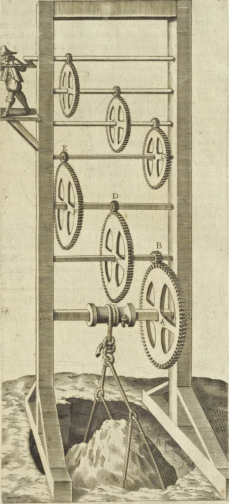An illustration from Les raisons des forces mouuantes auec diuerses machines tant vtilles que plaisantes aus quelles sont adioints plusieurs desseings de grotes et fontaines, 1615, leaf 26
