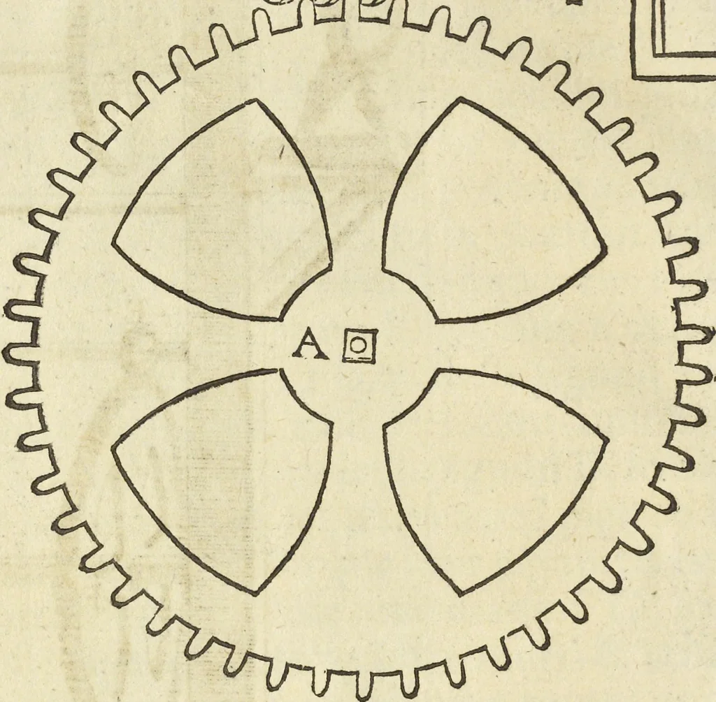 An illustration from Les raisons des forces mouuantes auec diuerses machines tant vtilles que plaisantes aus quelles sont adioints plusieurs desseings de grotes et fontaines, 1615, leaf 27