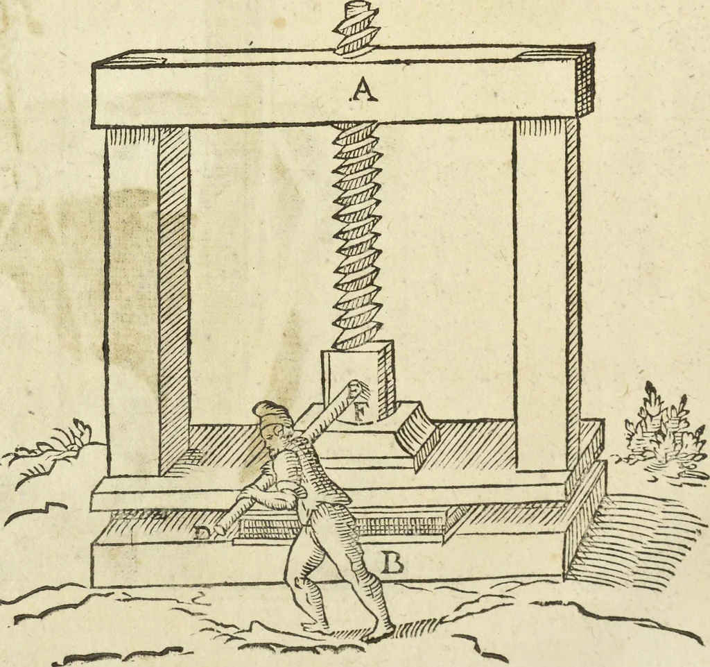 An illustration from Les raisons des forces mouuantes auec diuerses machines tant vtilles que plaisantes aus quelles sont adioints plusieurs desseings de grotes et fontaines, 1615, leaf 27