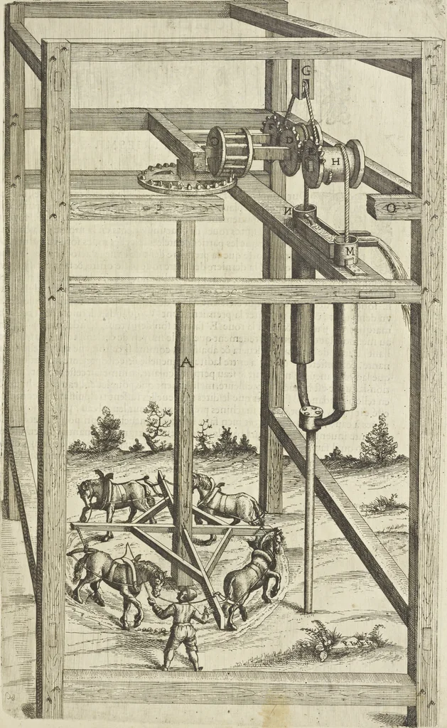 An illustration from Les raisons des forces mouuantes auec diuerses machines tant vtilles que plaisantes aus quelles sont adioints plusieurs desseings de grotes et fontaines, 1615, leaf 34