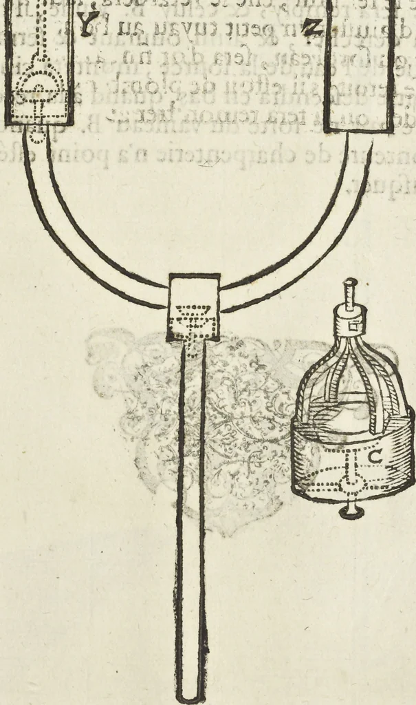 An illustration from Les raisons des forces mouuantes auec diuerses machines tant vtilles que plaisantes aus quelles sont adioints plusieurs desseings de grotes et fontaines, 1615, leaf 36