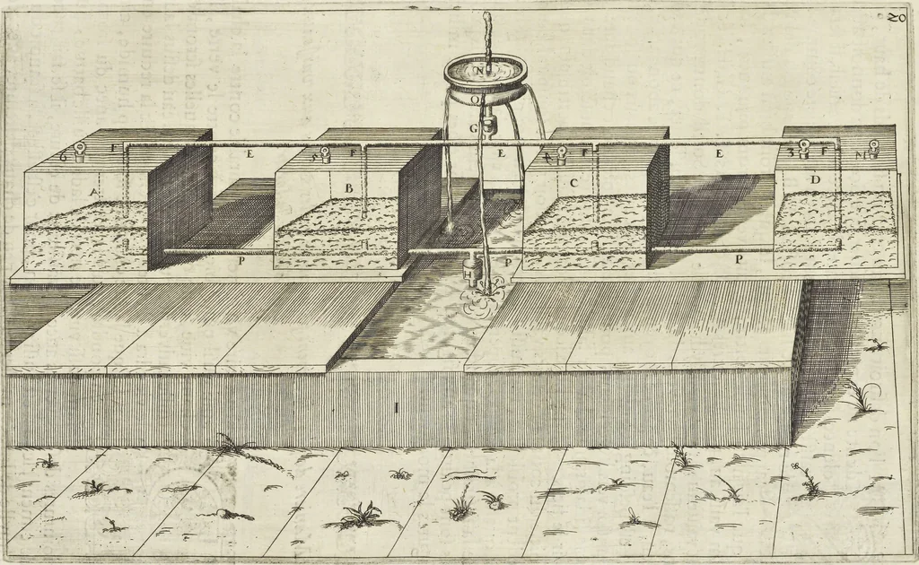 An illustration from Les raisons des forces mouuantes auec diuerses machines tant vtilles que plaisantes aus quelles sont adioints plusieurs desseings de grotes et fontaines, 1615, leaf 50