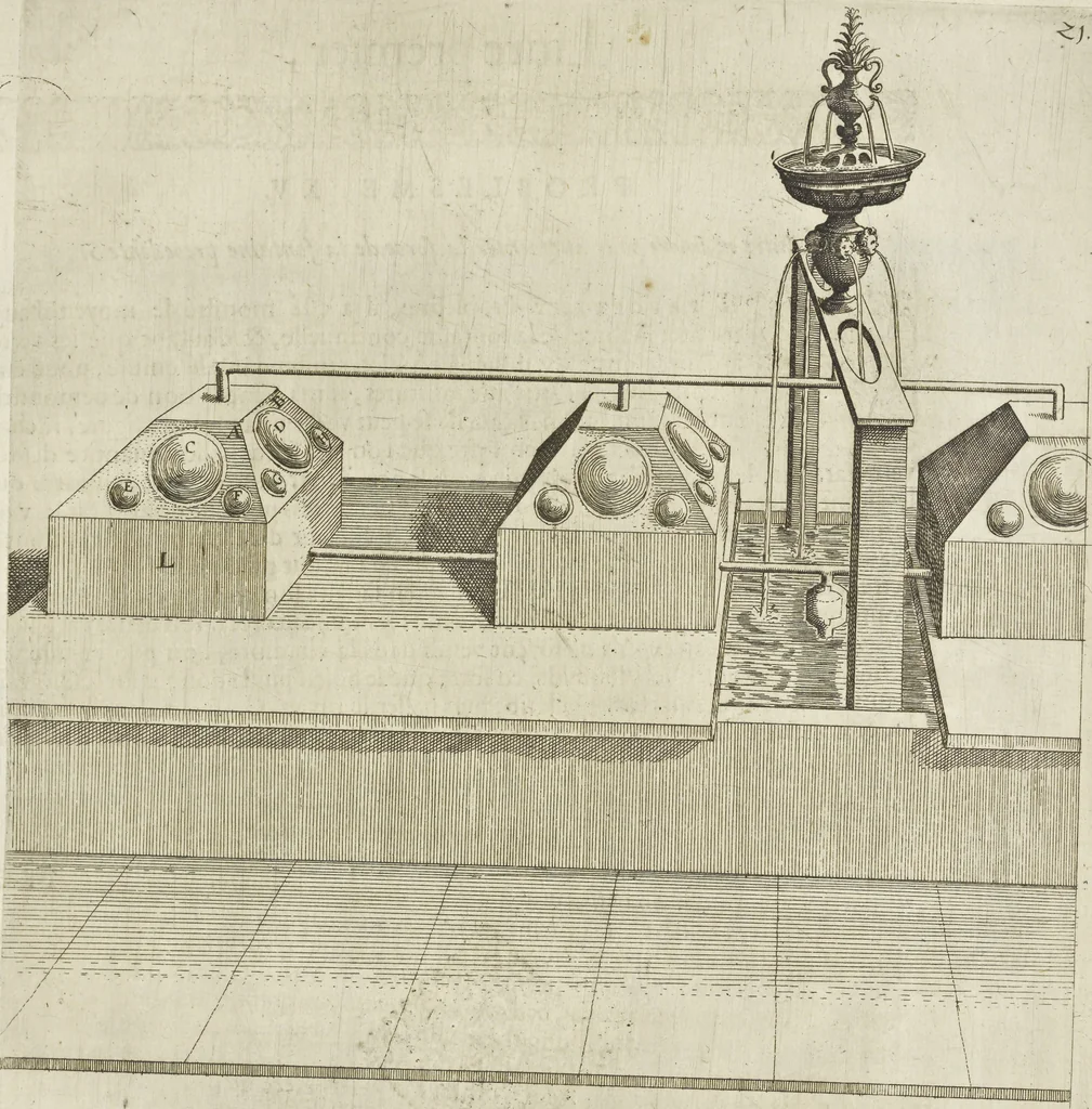 An illustration from Les raisons des forces mouuantes auec diuerses machines tant vtilles que plaisantes aus quelles sont adioints plusieurs desseings de grotes et fontaines, 1615, leaf 52