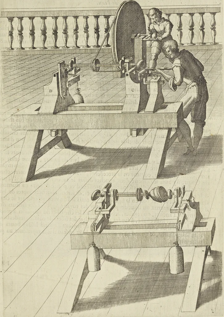 An illustration from Les raisons des forces mouuantes auec diuerses machines tant vtilles que plaisantes aus quelles sont adioints plusieurs desseings de grotes et fontaines, 1615, leaf 66