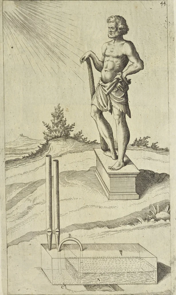 An illustration from Les raisons des forces mouuantes auec diuerses machines tant vtilles que plaisantes aus quelles sont adioints plusieurs desseings de grotes et fontaines, 1615, leaf 98
