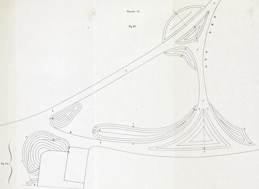An illustration from De la loi du contraste simultané des couleurs et de l'assortiment des objets colorés : considéré d'après cette loi dans ses rapports avec la peinture, les tapisseries des gobelins, les tapisseries de Beauvais pour meubles, les tapis, la mosaique, les vitraux colorés, l'impression des étoffes, l'imprimerie, l'enluminure, la decoration des édifices, l'habillement et l'horticulture, 1889, leaf 506
