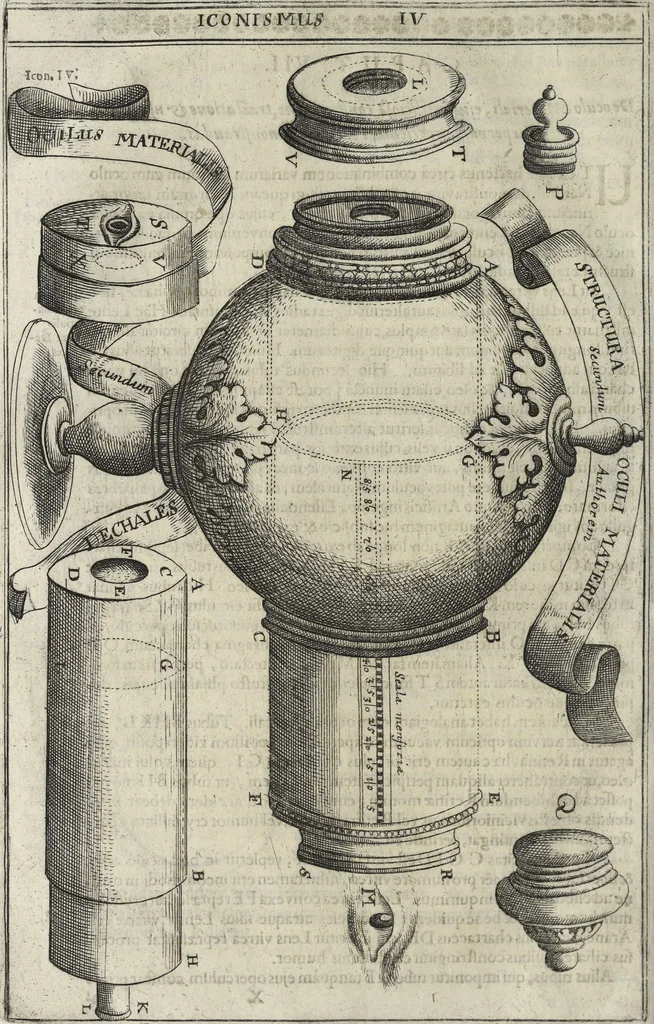 An illustration from Oculus artificialis teledioptricus, sive, Telescopium : ex abditis rerum naturalium & artificialium principiis protractum novâ methodo, eâque solidâ explicatum ac comprimis è triplici fundamento physico seu naturali, mathematico dioptrico et mechanico, seu practico stabilitum ..., 1685, leaf 189