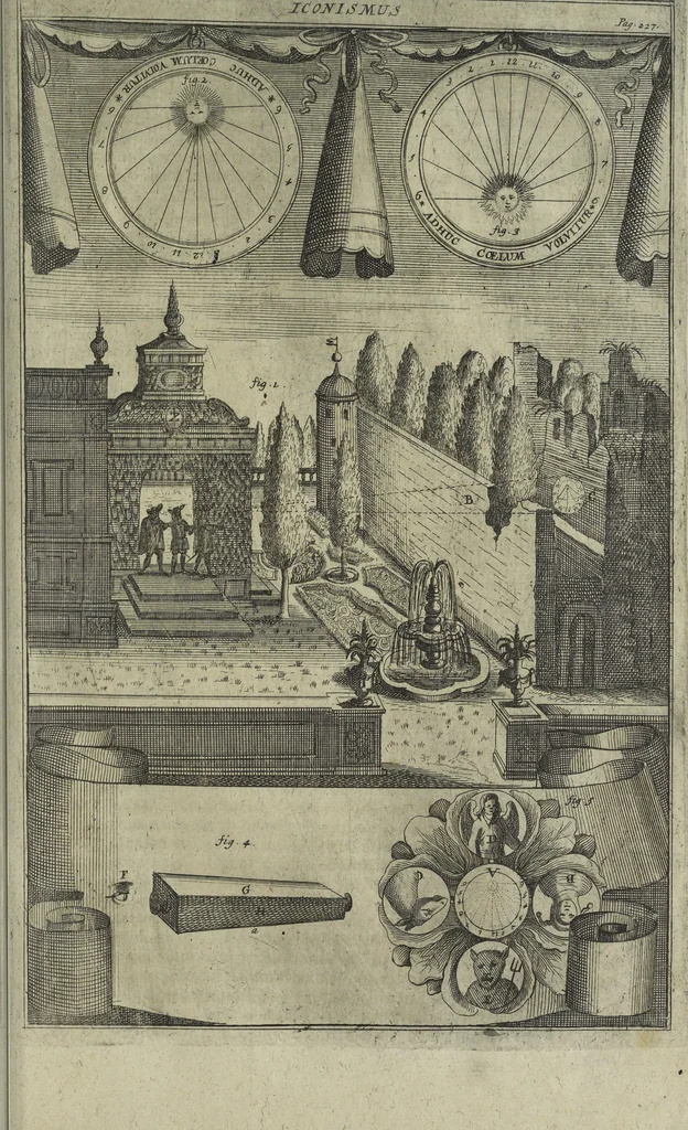An illustration from Oculus artificialis teledioptricus, sive, Telescopium : ex abditis rerum naturalium & artificialium principiis protractum novâ methodo, eâque solidâ explicatum ac comprimis è triplici fundamento physico seu naturali, mathematico dioptrico et mechanico, seu practico stabilitum ..., 1685, leaf 578