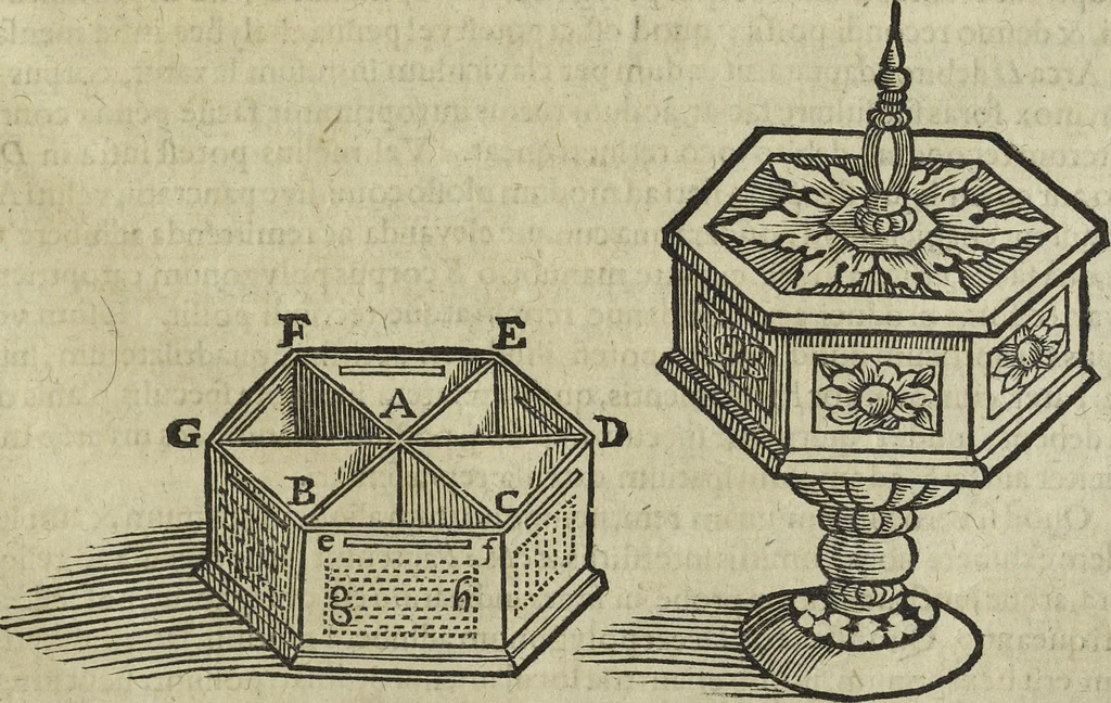 An illustration from Oculus artificialis teledioptricus, sive, Telescopium : ex abditis rerum naturalium & artificialium principiis protractum novâ methodo, eâque solidâ explicatum ac comprimis è triplici fundamento physico seu naturali, mathematico dioptrico et mechanico, seu practico stabilitum ..., 1685, leaf 602
