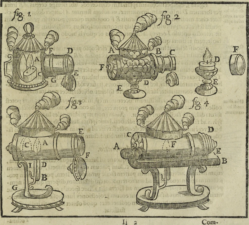 An illustration from Oculus artificialis teledioptricus, sive, Telescopium : ex abditis rerum naturalium & artificialium principiis protractum novâ methodo, eâque solidâ explicatum ac comprimis è triplici fundamento physico seu naturali, mathematico dioptrico et mechanico, seu practico stabilitum ..., 1685, leaf 608