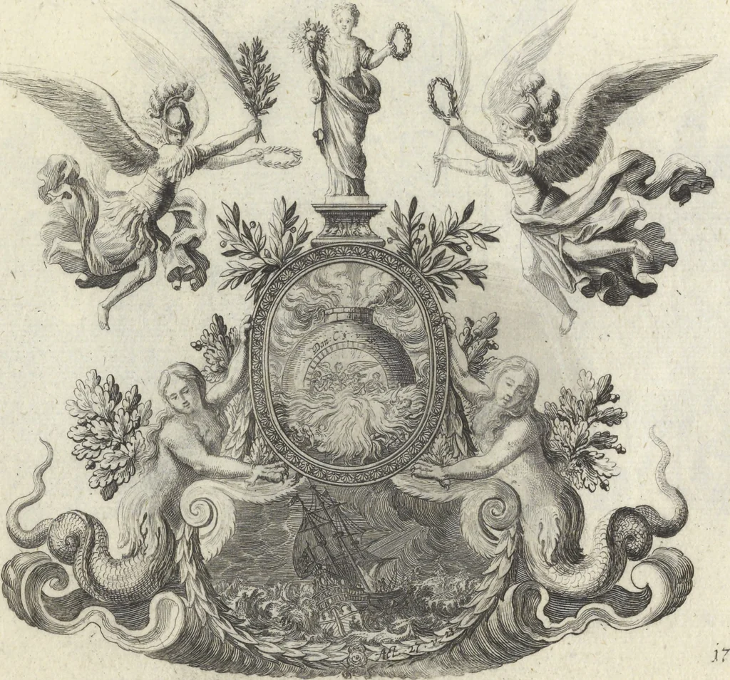 An illustration from Biblisches Engel- u. Kunst Werck : alles das jenige, was in Heiliger Göttlicher Schrifft Altes und Neuen Testaments von den heiligen Engeln Gottes ... zu finden ist ... : mit Fleiss zusammen getragen, in Kupffer gestochen und verlegt, 1705, leaf 38