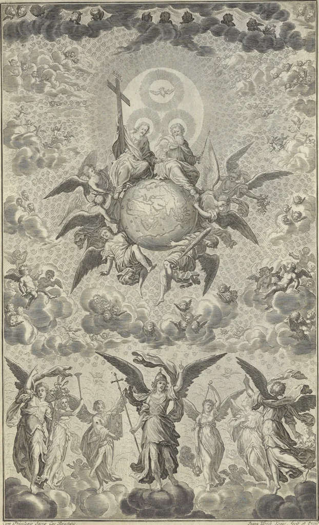An illustration from Biblisches Engel- u. Kunst Werck : alles das jenige, was in Heiliger Göttlicher Schrifft Altes und Neuen Testaments von den heiligen Engeln Gottes ... zu finden ist ... : mit Fleiss zusammen getragen, in Kupffer gestochen und verlegt, 1705, leaf 4