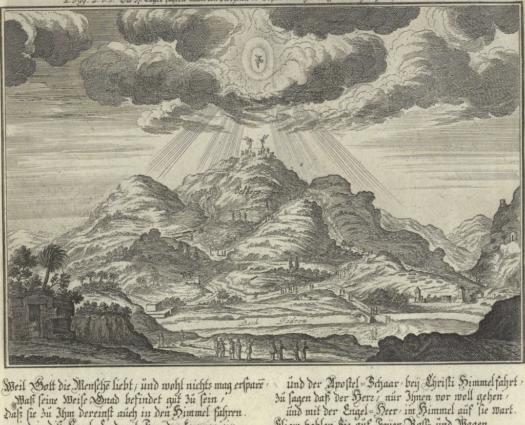 An illustration from Biblisches Engel- u. Kunst Werck : alles das jenige, was in Heiliger Göttlicher Schrifft Altes und Neuen Testaments von den heiligen Engeln Gottes ... zu finden ist ... : mit Fleiss zusammen getragen, in Kupffer gestochen und verlegt, 1705, leaf 56
