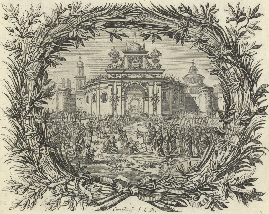 An illustration from Biblisches Engel- u. Kunst Werck : alles das jenige, was in Heiliger Göttlicher Schrifft Altes und Neuen Testaments von den heiligen Engeln Gottes ... zu finden ist ... : mit Fleiss zusammen getragen, in Kupffer gestochen und verlegt, 1705, leaf 6
