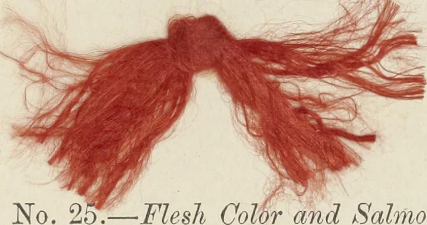 An illustration from The American practical dyer's companion : comprising a description of the principal dye-stuffs and chemicals used in dyeing, their nature and uses, mordants, and how made : with the best American, English, French, and German processes ... embracing in all over eight hundred receipts for colors and shades, accompanied by one hundred and seventy dyed samples of raw materials and fabrics, 1882, leaf 58